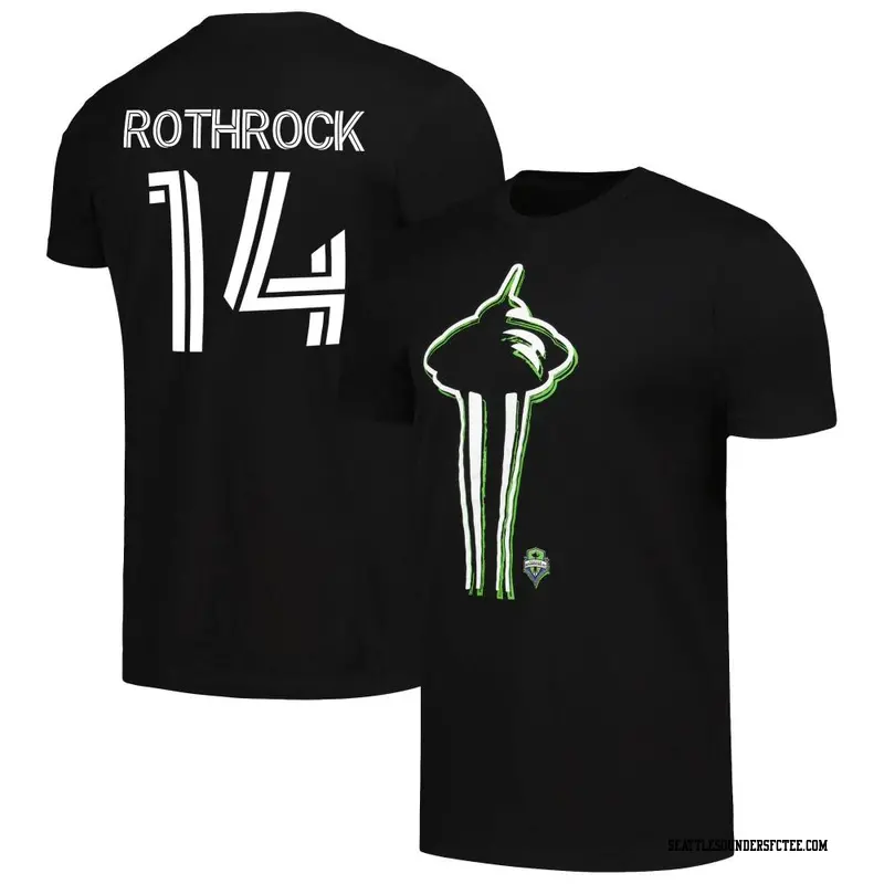 Men's Seattle Sounders FC ＃14 Paul Rothrock Black Name & Number Element T-Shirt
