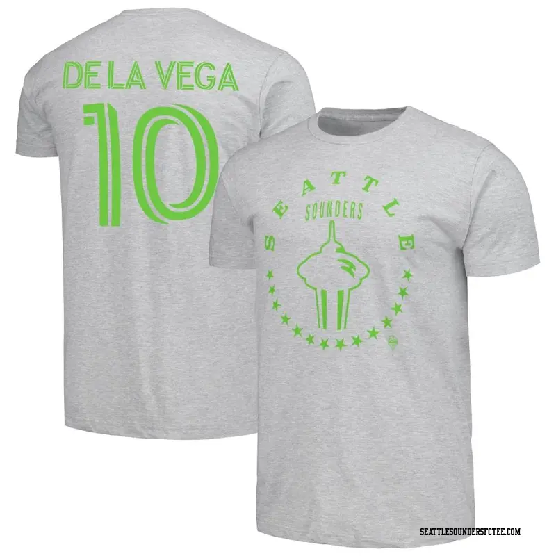 Youth Seattle Sounders FC ＃10 Pedro de la Vega Gray Name & Number Coin T-Shirt
