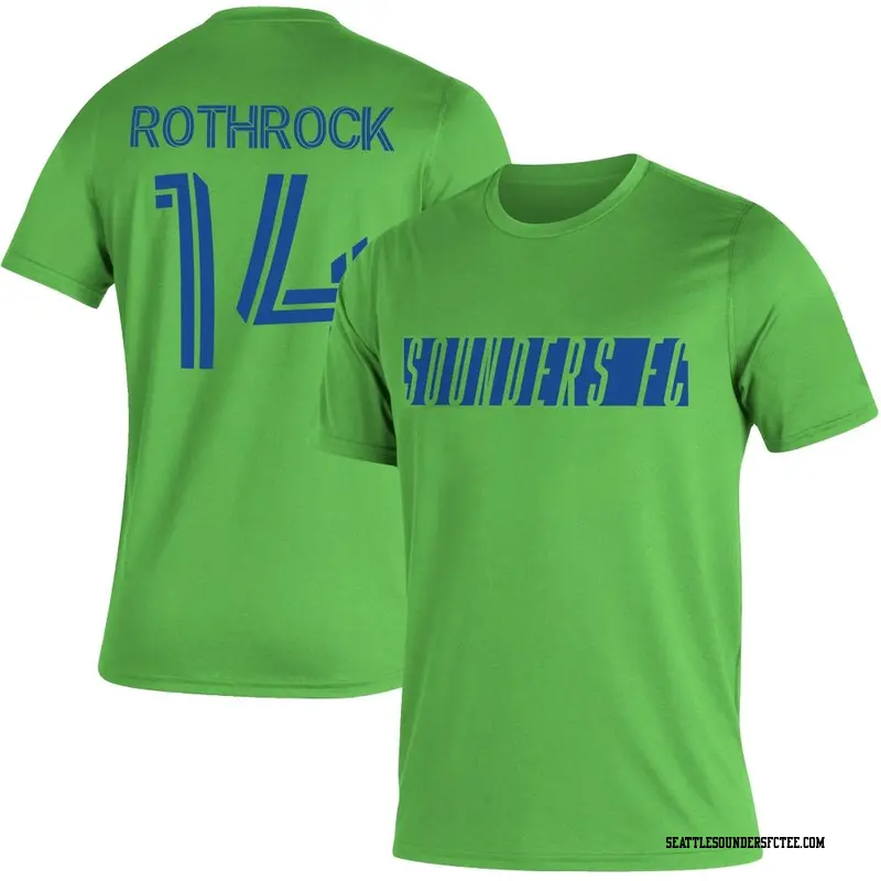 Youth Seattle Sounders FC ＃14 Paul Rothrock Green Rave Name & Number Vintage T-Shirt