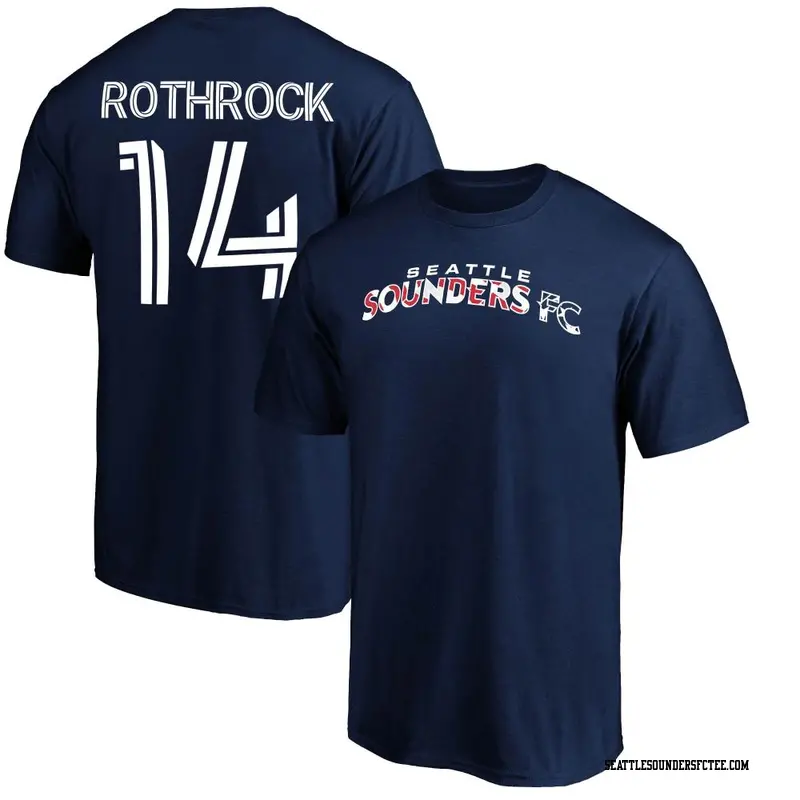 Youth Seattle Sounders FC ＃14 Paul Rothrock Navy Name & Number Banner Wave T-Shirt