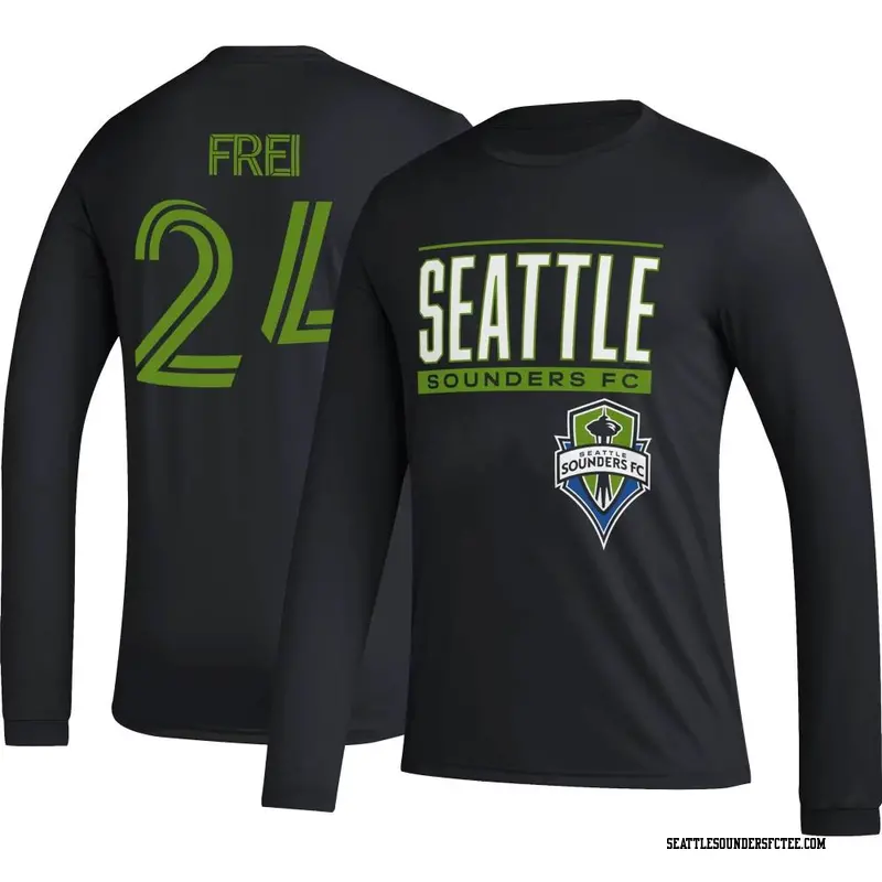 Youth Seattle Sounders FC ＃24 Stefan Frei Black Name & Number Club Performance Long Sleeve T-Shirt