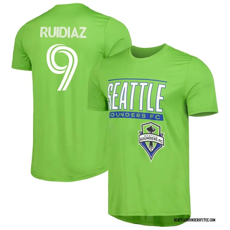 Youth Seattle Sounders FC ＃9 Raúl Ruidíaz Green Rave Name & Number Club Performance T-Shirt